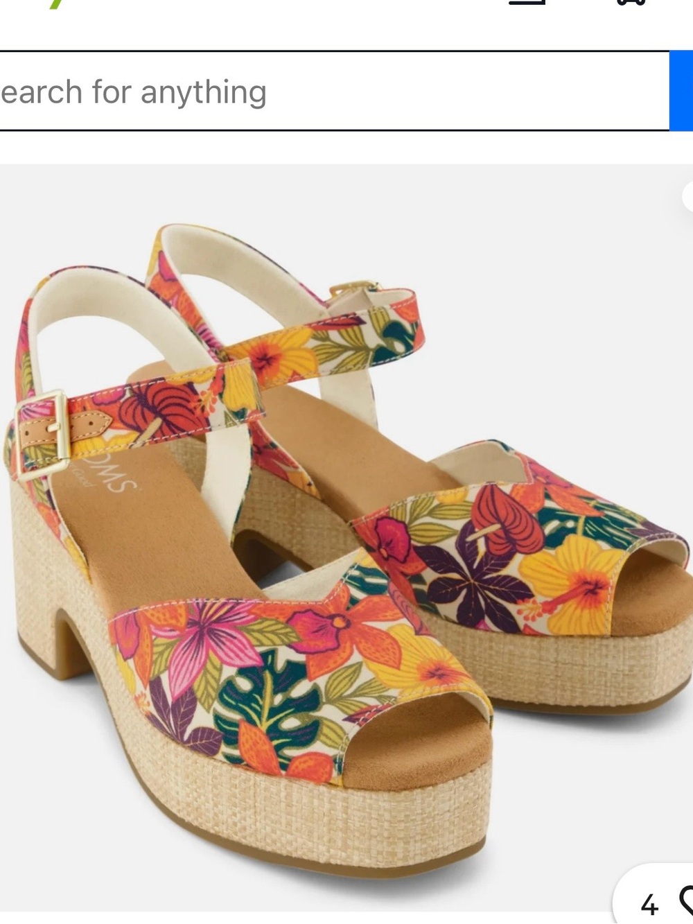 Toms Floral Platform Sandals in Yellow Pink Green